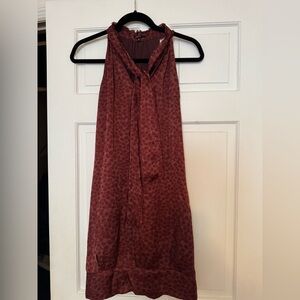 Tocca Silk Burgundy Sleeveless Tie-Neck Dress